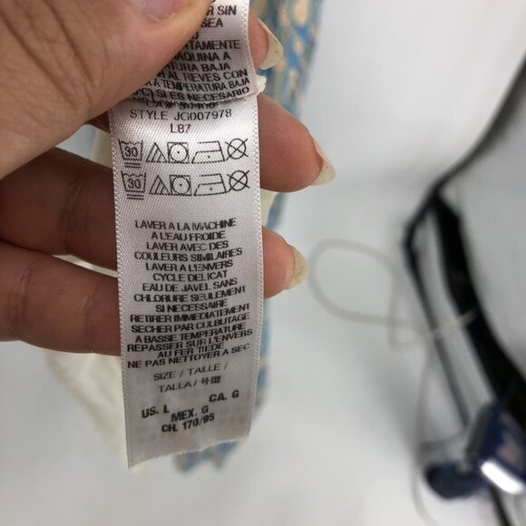 Juicy Couture Blue Beige multicolor Tiered Chiffon Paisley Maxi Dress size L - Picture 10 of 14